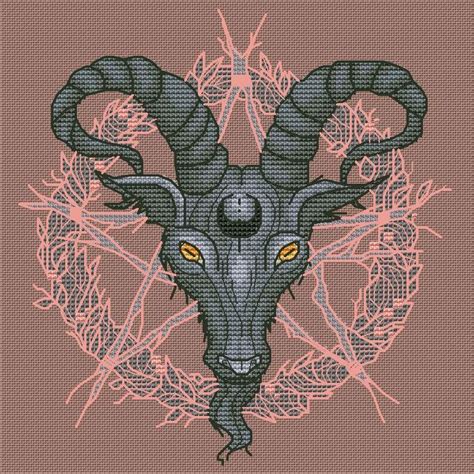 Ram Pentagram Cross Stitch Pattern Download Modern Embroidery Cross