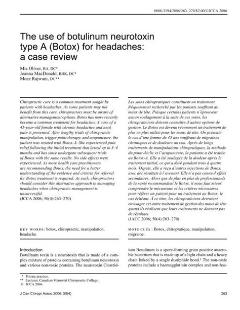 The use of botulinum neurotoxin type A (Botox) - Journal of the ...