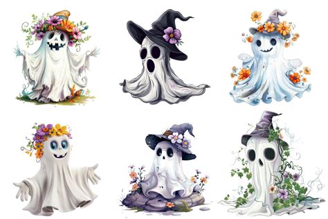 Halloween Funny Ghost with Flower Graphic by sayedhasansaif04 ...