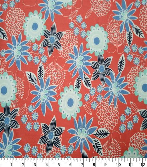 Quilter S Showcase Cotton Fabric Large Floral Red Blue JOANN