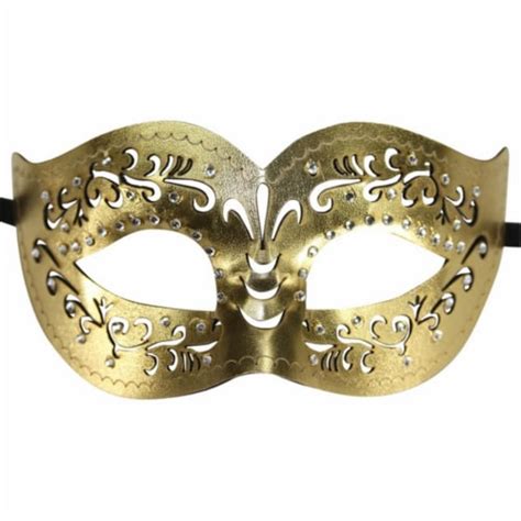 Kayso Engraved Faux Leather Masquerade Mask With Clear Rhinestones Costume Medium Kroger