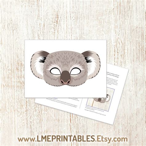 Koala Printable Mask Halloween Costume Kids Adults Gray Bear Australian ...