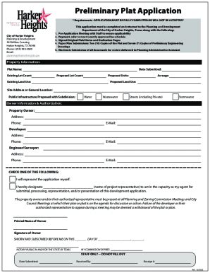 Fillable Online Application For Preliminary Plat City Of Lee S Summit