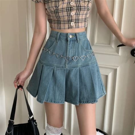 Harajuku Casual Denim Mini Skirt Kawaii Fashion Shop Cute Asian