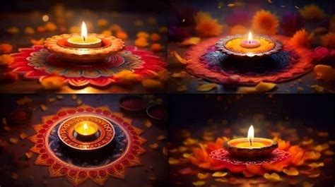 Premium AI Image | Lovely diwali diya with rangoli design