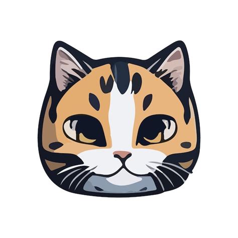 Vector Lindo Gato En Estilo De Dibujos Animados Etiqueta Engomada Del