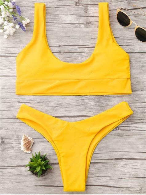 24 OFF 2021 U Neck Bralette Thong Bikini In BRIGHT YELLOW ZAFUL