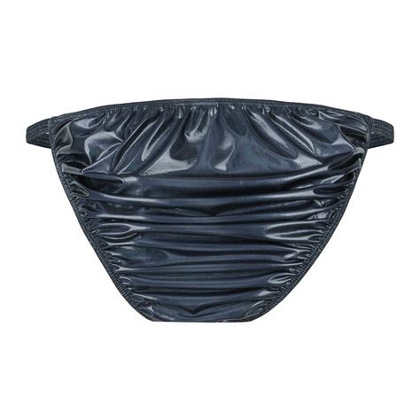Us Men S Lingerie Ruched Bikini Briefs Latex Rubber Underwear Pouch Panty Thong Ebay