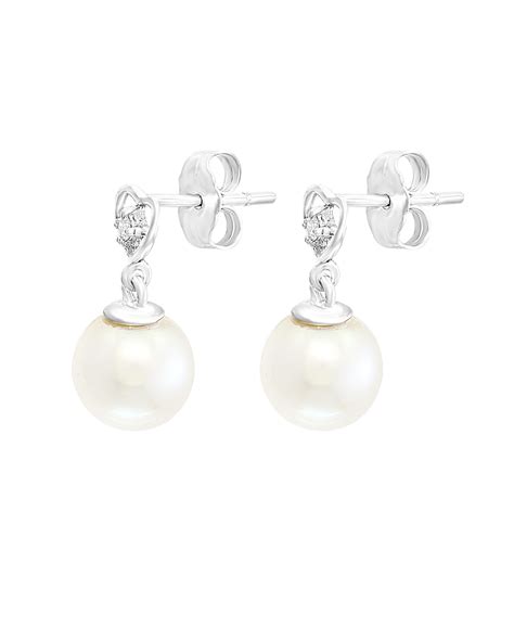 14 Karat White Gold Freshwater Cultured Pearl And Diamond Heart Earrings For Sale At 1stdibs