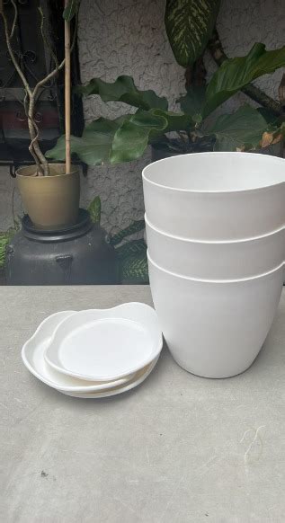 Medium White Pots To Mandaluyong City On Carousell