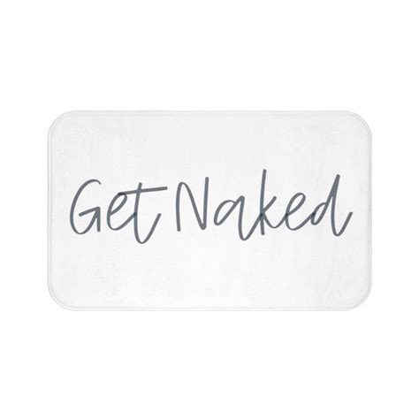 Bath Mat Get Naked Bath Rug Blue Gray Text Simple Etsy UK