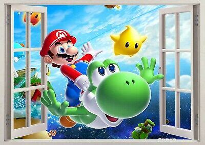 SUPER SMASH BROS MARIO YOSHI 3D EFFECT WINDOW WALL VIEW STICKER POSTER