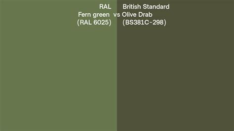 RAL Fern Green RAL 6025 Vs British Standard Olive Drab BS381C 298