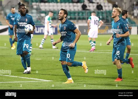 Ac Milans Hakan Calhanoglu Celebrates Scoring Hi Res Stock Photography