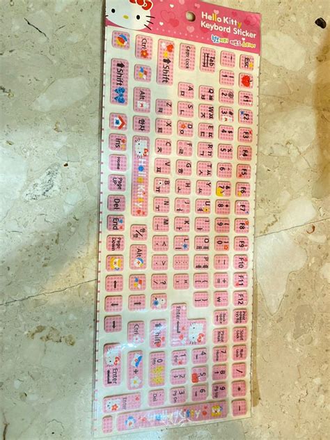 Hello kitty keyboard stickers with korean alphabet, Design & Craft, Art ...