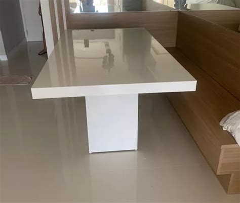 Mesa Jantar Retangular Em Mdf Laca Branco Brilho 140x90