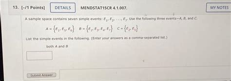 Solved URGENT15 1 Points DETAILS A Sample Space Chegg