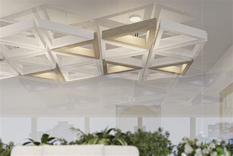 Indoor Decorative Sound Absorption Triangle PET Acoustic Ceiling Cloud