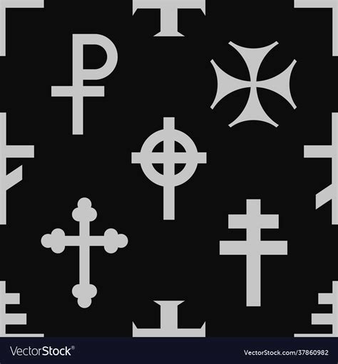 Seamless Pattern With Variants Christian Cross Vector Image