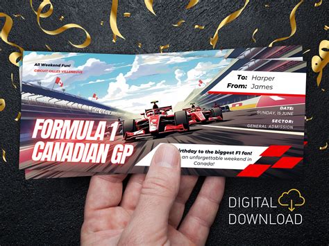 Editable Formula Ticket Canadian Race Gp Custom Formula Digital ...