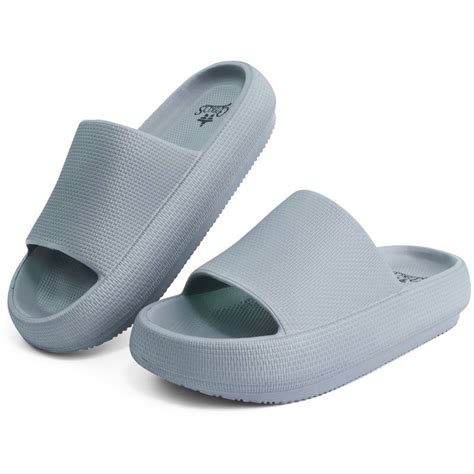 Men's Cushioned Comfort Slide Slippers For Indoor Outdoor Shower Bathroom, Grey - Clothing ...