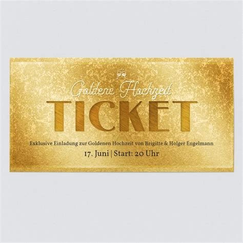 Goldenes Ticket Einladungskarten Goldene Hochzeit