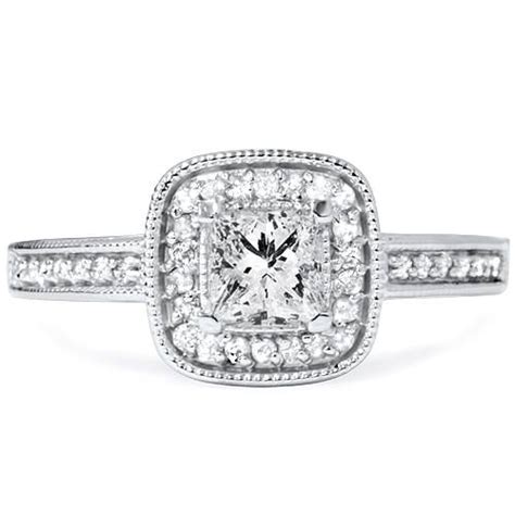 1 16ct Princess Cut Cushion Halo Diamond Engagement Ring Set 14k White Gold Ebay