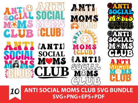 Anti Social Moms Club Svg Bundle Graphic By Digigrove · Creative Fabrica