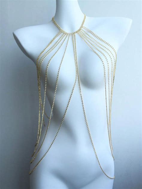 Cadeia No Peito De Strass Fashion Feminino Acessório Brilhante De Lingerie De Biquíni Sexy Para