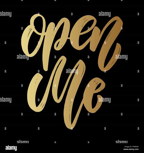 Open Me Lettering Phrase On Dark Background Design Element For Poster