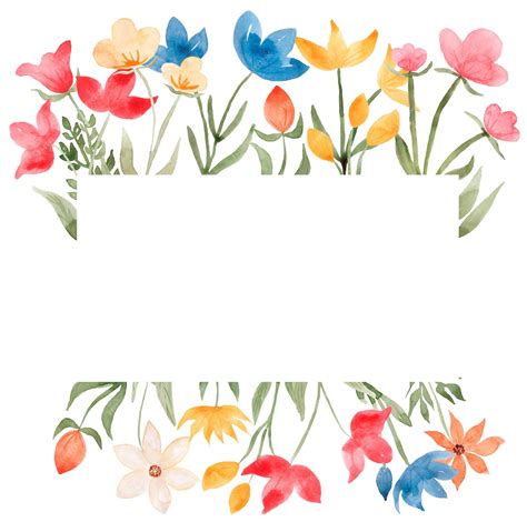 Premium Photo Wildflowers Frame Clipart Watercolor Meadow Flowers