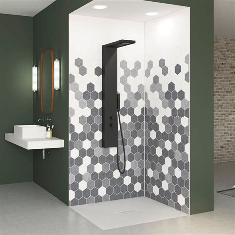 Panneau Mural Douche 150x202 Cm Tomette Camaieu Gris PM321 Kinedo