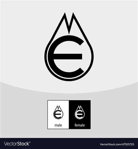 E And M Letter Logo Black Color Royalty Free Vector Image