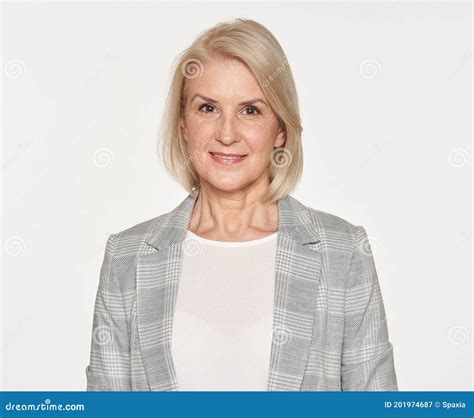 Happy Senior Woman 60 Years Old Lady Isolated Stock Image Image Of