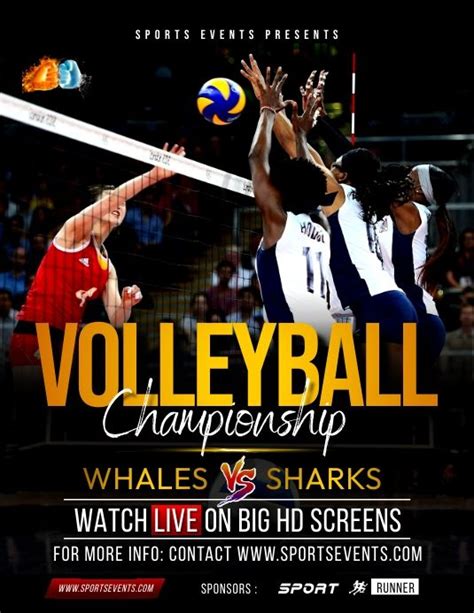 Volleyball Championship Match Poster Design Template In