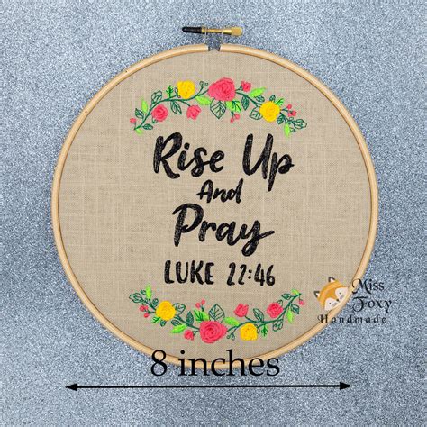 Rise Up And Pray Luke 22 46 Motivational 8 Inch Embroidered Etsy