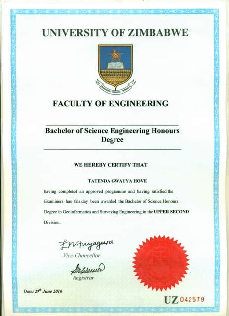 University of Zimbabwe Certificate