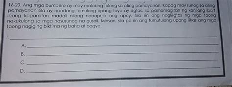 16 20 Ang Mga Bumbero Ay May Malaking Tulong Sa Ating Pamayanan Kapag