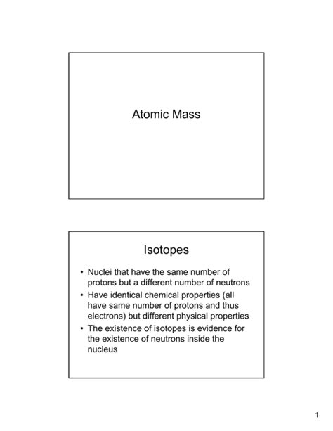 Atomic Mass Isotopes