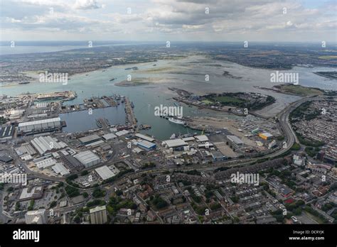 Aerial photograph of Portsmouth Harbour and Naval Dockyard Stock Photo ...