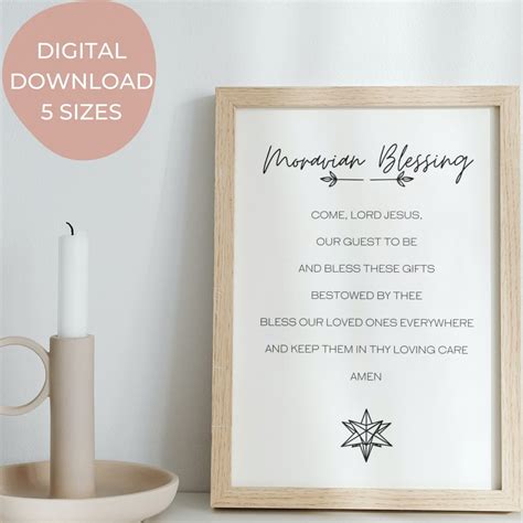 Moravian Blessing Prayer Printable Wall Art Minimalist Religious ...