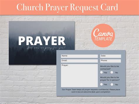 Church Prayer Card Prayer Request Card Canva Template Etsy