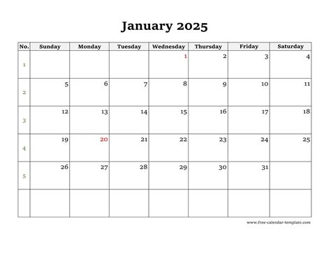 January 2025 Free Calendar Tempplate Free Calendar