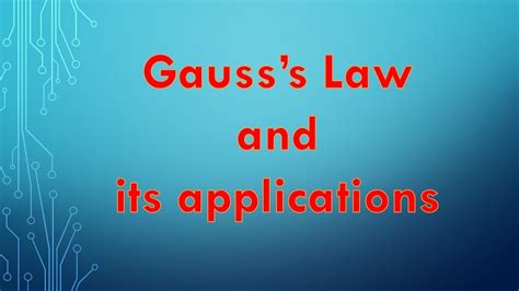 1 3 Gauss Law And Its Applications YouTube