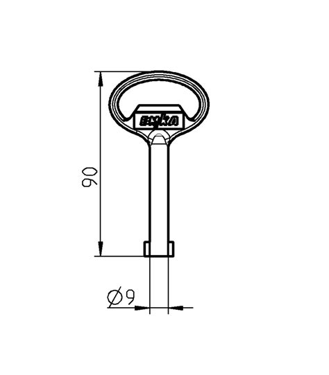 Double Bit Insert Key 3 Powder Coated Black Zamak Emka 1004 05