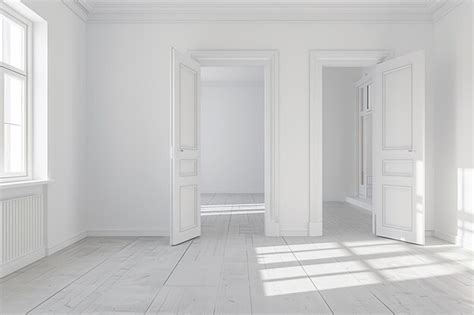 Premium Photo Modern White Empty Room With Sunlight Casting Shadows