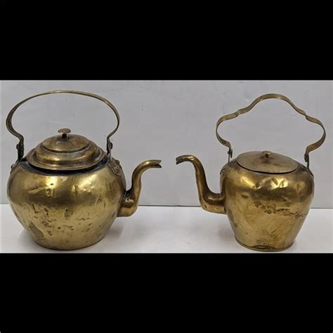 Pair Of Antique 18th Century Brass Teapots