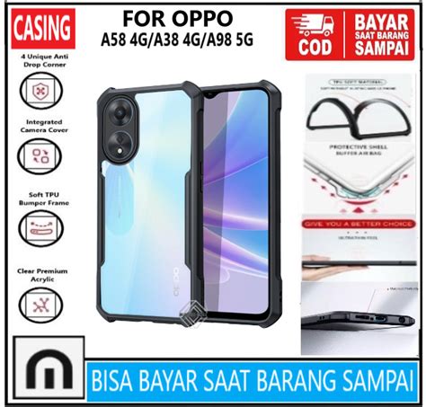 Casing Oppo A58 4g A38 4g A98 5g Case Transparan Shockproof Armor