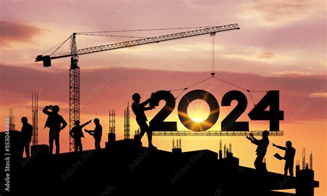 Vetor De Concept New Year 2024 For Marking Construction Plans