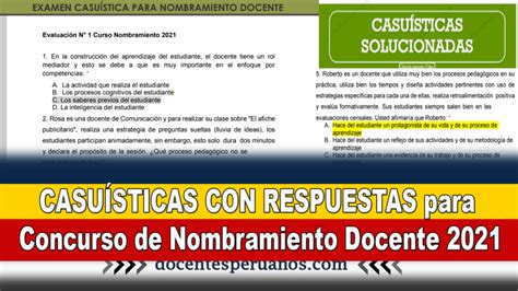 CasuÍsticas Con Respuestas Para Concurso De Nombramiento Docente 2021